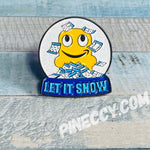 Let It Snow Glitter Enamel Smile Pin (In Stock)